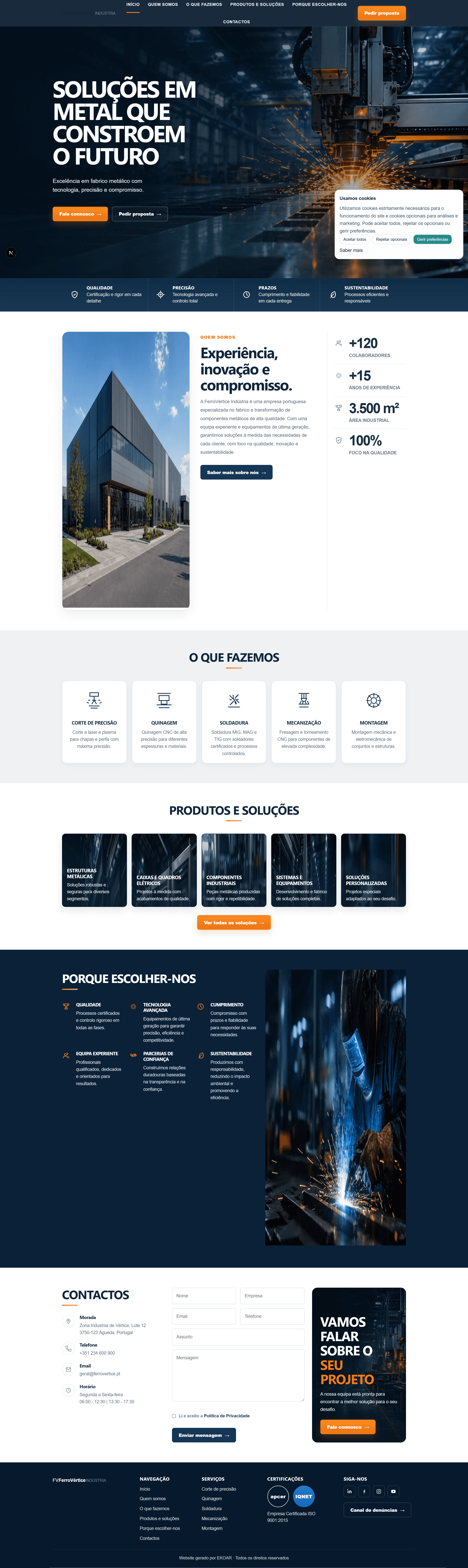 Preview desktop do template industrial